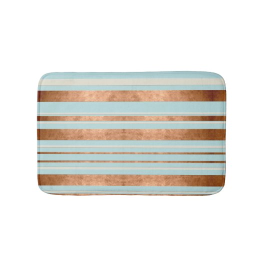 Robin Egg Blue Faux Copper Stripes Modern Bath Mat (Voorkant)