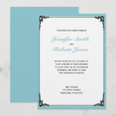 Robin Egg Blue Initialen Posh bruiloft uitnodiging (Voorkant / Achterkant)