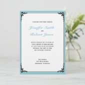 Robin Egg Blue Initialen Posh bruiloft uitnodiging (Staand voorkant)