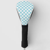 Robin Egg Blue met wit vierkant patroon Golfheadcover (Voorkant)