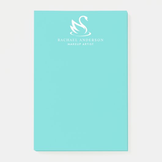 Robin Egg Blue Minimalist Swan Logo Post-it® Notes (Voorkant)