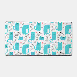 Robin Egg Blue Schattige kattenpatroon Bureaumat