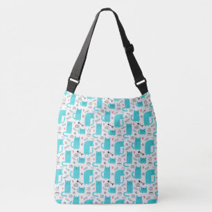 Robin Egg Blue Schattige kattenpatroon Crossbody Tas