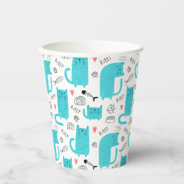 Robin Egg Blue Schattige kattenpatroon Papieren Bekers