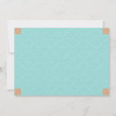 Robin Egg Blue Sinaasappel Damask Wedding Uitnodig Kaart (Achterkant)