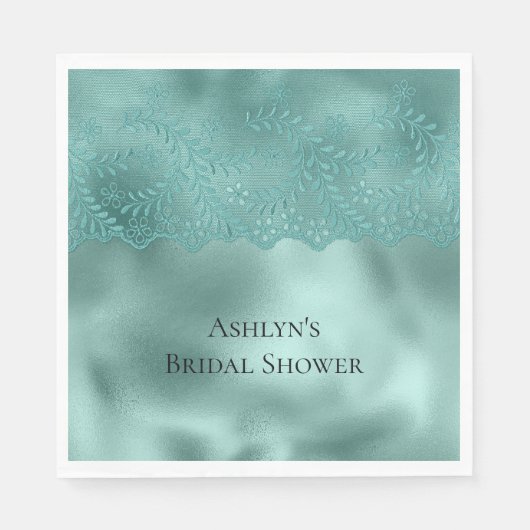Robin Egg Green Lace Vrijgezellenfeest Servet (Voorkant)