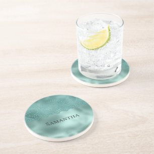 Robin Egg Green Lace Zandsteen Onderzetter