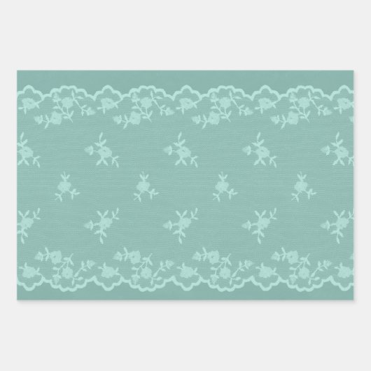 Robin Egg Green Leaf Linen (geen echt linnen) Inpakpapier Vel (Voorkant 3)