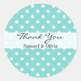 Robin Egg Green Ronde Polka Dotted Dank u Ronde Sticker