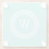 Robin Egg Wht Grieks Zeer belangrijk Rand Lijst In Glazen Onderzetter (Achterkant)