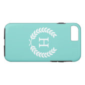 Robin Egg Wht Wheat Laurel Wreath Initiaal Monogra Case-Mate iPhone Case (Achterkant (Horizontaal))