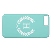 Robin Egg Wht Wheat Laurel Wreath Initiaal Monogra Case-Mate iPhone Case (Achterkant (Horizontaal))