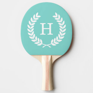 Robin Egg Wht Wheat Laurel Wreath Initiaal Monogra Tafeltennisbatje