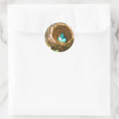 Robin Eggs in een backyard Tree Nest Ronde Sticker (Tas)