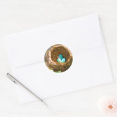Robin Eggs in een backyard Tree Nest Ronde Sticker (Envelop)
