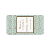 Robin Ei Blauw Goud Damast Bruiloft Lip Balm Label (Voorkant)