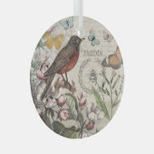 Robin Elegant Vogelvlinder Franse kunst Glas Ornament (Voorkant Rechts)