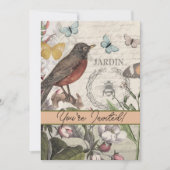 Robin Elegant Vogelvlinder Franse kunst Kaart (Voorkant)