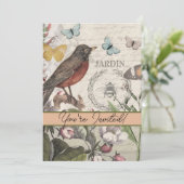 Robin Elegant Vogelvlinder Franse kunst Kaart (Staand voorkant)