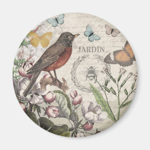 Robin Elegant Vogelvlinder Franse kunst Magneet