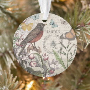 Robin Elegant Vogelvlinder Franse kunst Ornament