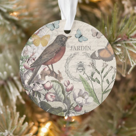 Robin Elegant Vogelvlinder Franse kunst Ornament (Boom)