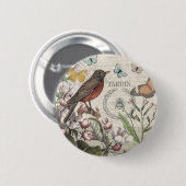 Robin Elegant Vogelvlinder Franse kunst Ronde Button 5,7 Cm (Voorkant /achterkant)