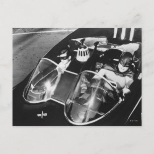 Robin en Batman in Batmobile Briefkaart