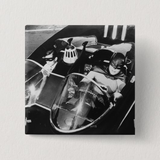 Robin en Batman in Batmobile Vierkante Button 5,1 Cm (Voorkant)