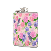 Robin en bloemen, patroon van de waterverf heupfles (Links)