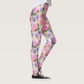 Robin en bloemen, patroon van de waterverf leggings (Rechts)