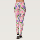 Robin en bloemen, patroon van de waterverf leggings (Achterkant)