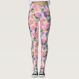 Robin en bloemen, patroon van de waterverf leggings
