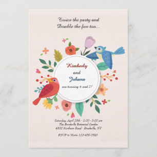 Robin en Blue Jay Invitation Kaart
