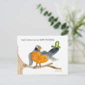 Robin en green Inch Worm Briefkaart (Staand voorkant)