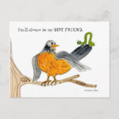 Robin en green Inch Worm Briefkaart (Voorkant)