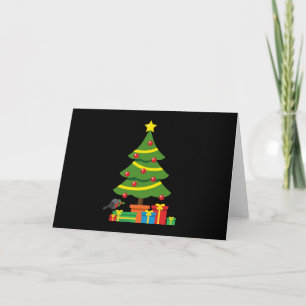 Robin en kleurrijke cadeaus onder de kerstboom kaart