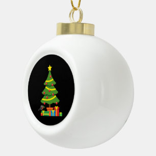 Robin en kleurrijke Cadeaus onder de kerstboom Keramische Bal Ornament