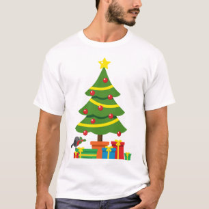 Robin en kleurrijke Cadeaus onder de kerstboom T-shirt