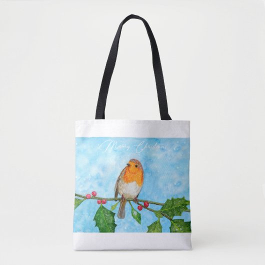Robin en neige Noël Cadeau Sac fourre-tout à épaul (Devant)