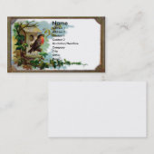 Robin et carte victorienne d'album à volière (Devant / Derrière)