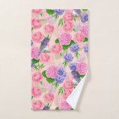 Robin et fleurs, motif aquarelle (Serviette à main)