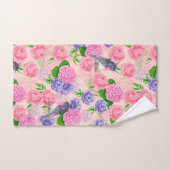 Robin et fleurs, motif aquarelle (Serviette à main)