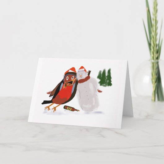 Robin et Friend Joyeux Noël carte (Devant)