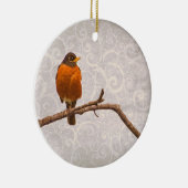 Robin Foto met Damask Swirl Design Keramisch Ornament (Rechts)
