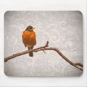 Robin Foto met Damask Swirl Design Muismat