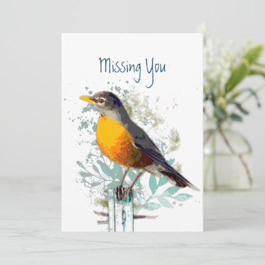 Robin Garden Bird Wildlife Vermist U Kaart (Staand voorkant)