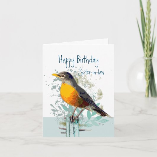 Robin Garden Bird Wildlife Zuster-in-law Birthday Kaart (Voorkant)