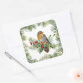 Robin, heilig, pijnlijk kerstfeest vierkante sticker (Envelop)