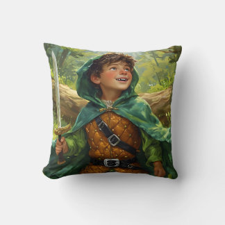 Robin Hood afgebeeld als een kind Kussen